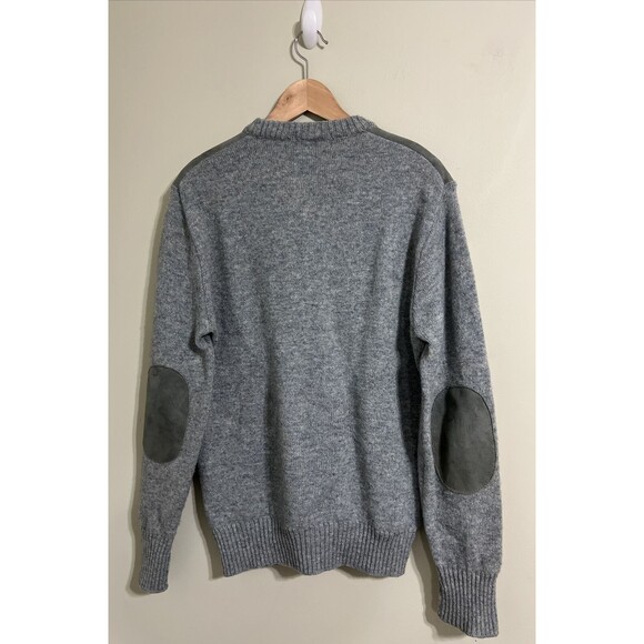 Vtg Glenhusky Of Scotland Mens Pure Wool Shetland Sweater XL Suede Patches - Picture 4 of 11